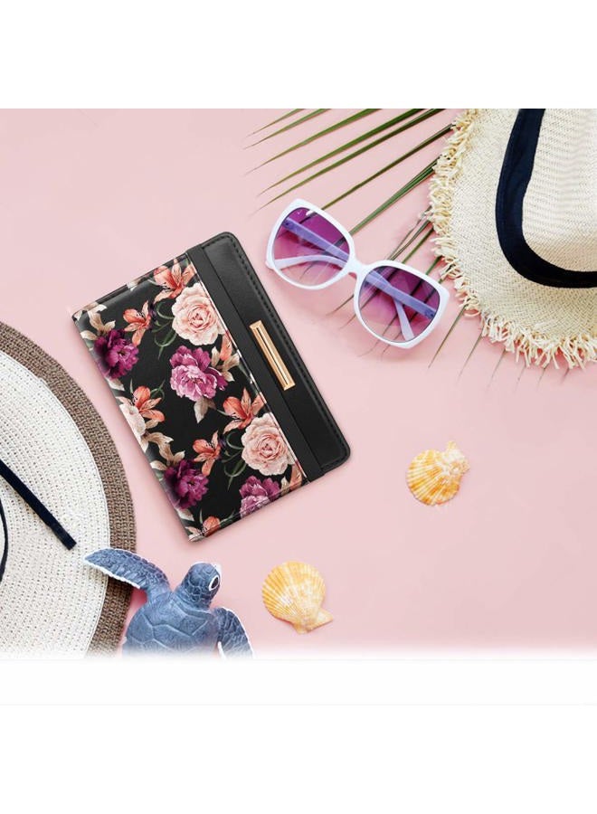 Coco Rossi Passport Holder Cover RFID Blocking Cute Slim Travel Passport Wallet for Women,Black, Black, Casual - Image 5
