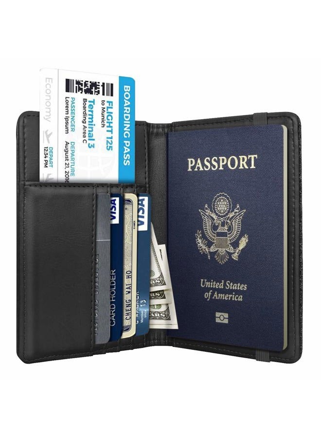 Coco Rossi Passport Holder Cover RFID Blocking Cute Slim Travel Passport Wallet for Women,Black, Black, Casual - Image 3