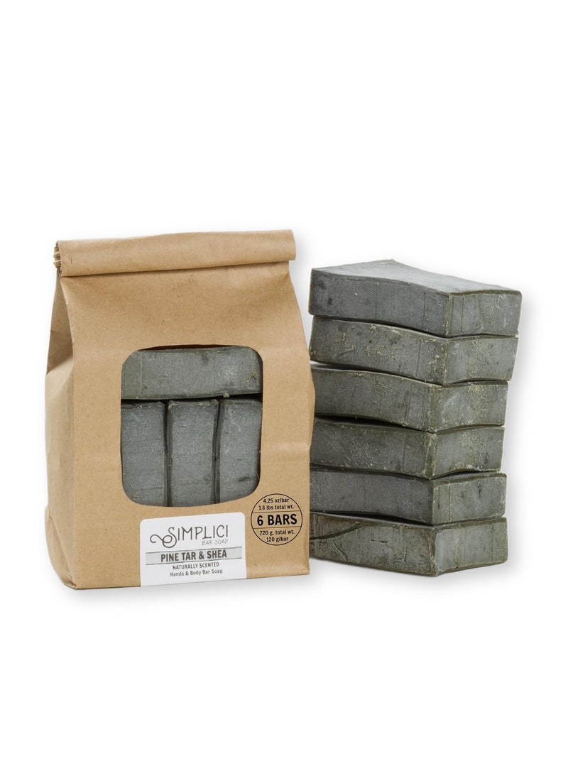 SIMPLICI Pine Tar  Shea Butter Natural Soap with kokum and mango butter 6 Bar Value Bag Palm Free 