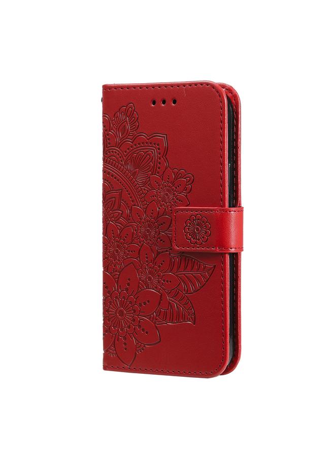 erorex Case For Motorola Moto G100 / Edge S 7-petal Flowers Embossing Pattern Horizontal Flip PU Leather Case with Holder & Card Slots & Wallet & Photo Frame  - Image 2