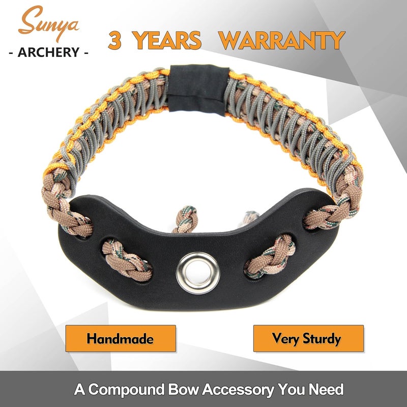 Sunya Archery Bow Wrist Sling, 550 Paracord Strap Comfortable on Hand.100% Full Grain Leather Yoke, Multiple Camo Colors.Fit Compound Bow Stabilizer & Recurve. - Image 2