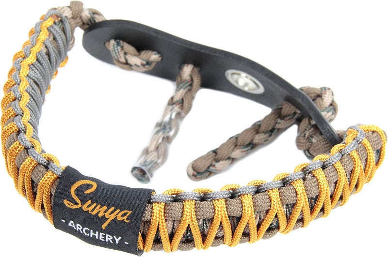 Sunya Archery Bow Wrist Sling, 550 Paracord Strap Comfortable on Hand.100% Full Grain Leather Yoke, Multiple Camo Colors.Fit Compound Bow Stabilizer & Recurve. - Image 1