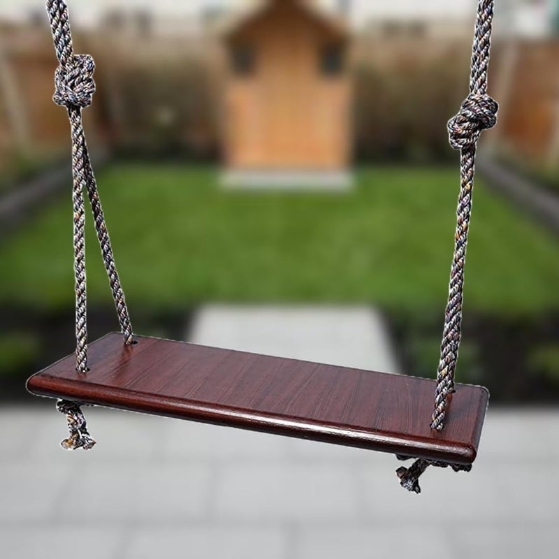 Shy Shy Let s Touch The Sky Shy Shy Wooden Swing for Indoor and Outdoor Perfect for Living Room Garden and Balcony with 2 S Bands and 40 feet Rope Red Lakdi Ka Jhula - Image 5