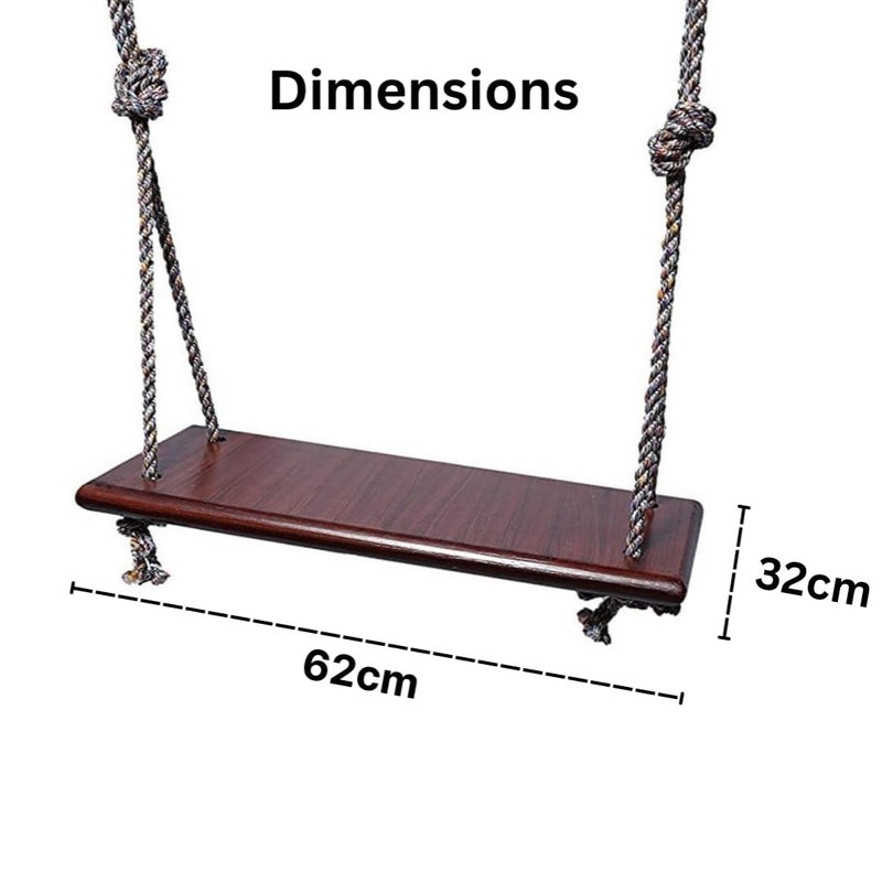 Shy Shy Let s Touch The Sky Shy Shy Wooden Swing for Indoor and Outdoor Perfect for Living Room Garden and Balcony with 2 S Bands and 40 feet Rope Red Lakdi Ka Jhula - Image 2