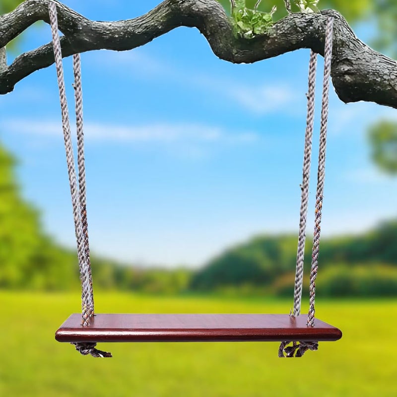 Shy Shy Let s Touch The Sky Shy Shy Wooden Swing for Indoor and Outdoor Perfect for Living Room Garden and Balcony with 2 S Bands and 40 feet Rope Red Lakdi Ka Jhula - Image 1
