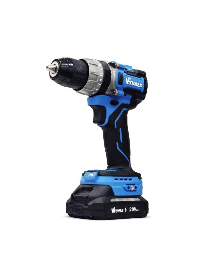 VTOOLS 20V Brushless Impact Drill with 2x2.0Ah Batteries and Charger - Image 2