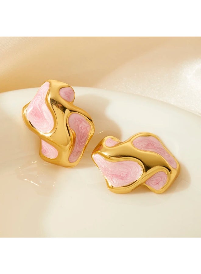 The Black Pearl Accessories Golden Pink Stainess Steel Earring - Image 2