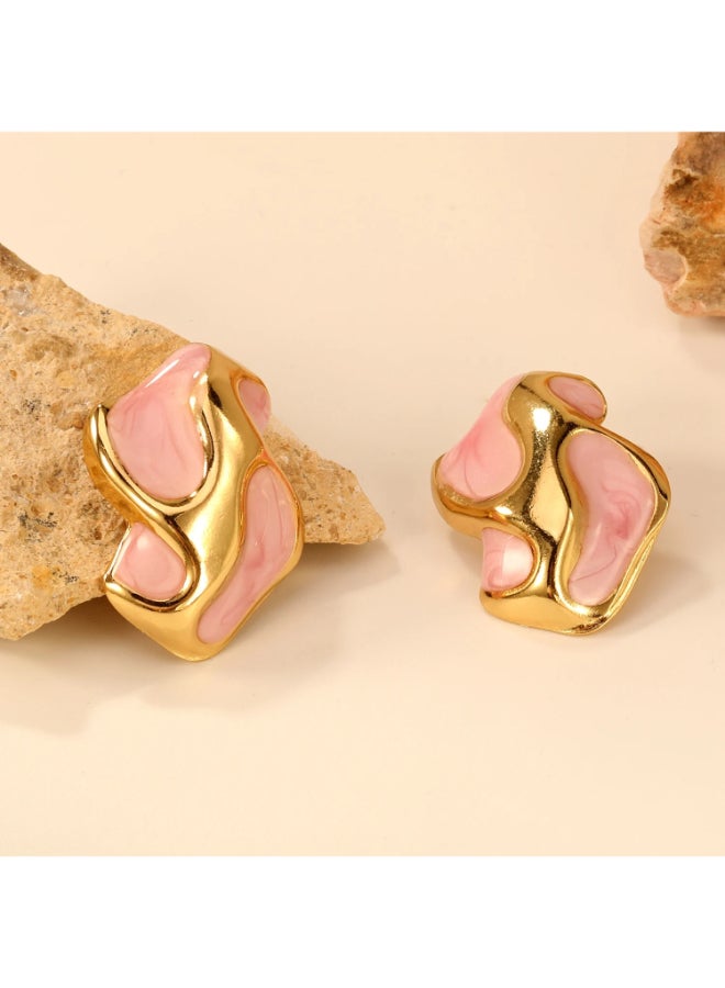 The Black Pearl Accessories Golden Pink Stainess Steel Earring - Image 3