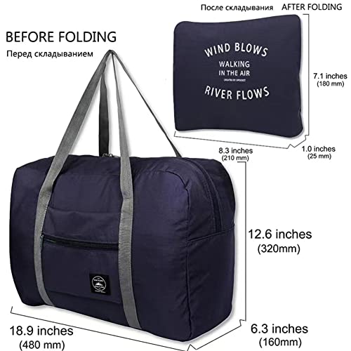 LRUUIDDE 2 Pack Travel Duffle Bag, For Spirit Airlines Personal Item Bag,Travel Duffel Bag Weekender Bags Underseat (Lightweight Foldable) Carry-on Luggage for Women and Girls (Red & Dark Blue) - Image 4