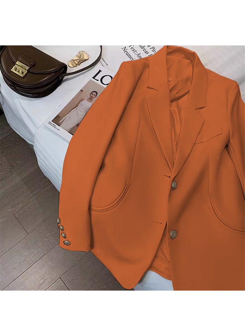 Generic 2024 Spring Autumn Fashionable Petite Blazer Women Orange  - Image 1