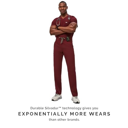 FIGS Axim Cargo Scrub Pants for Men - Burgundy, Tall XS - Image 4