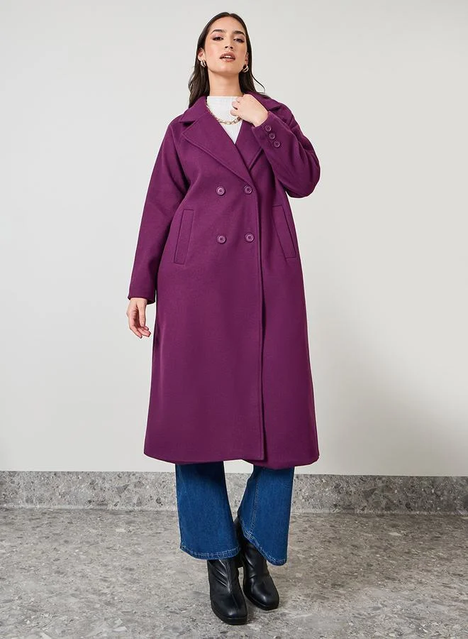 Styli Oversized Double Breasted Wool Like Midi Coat