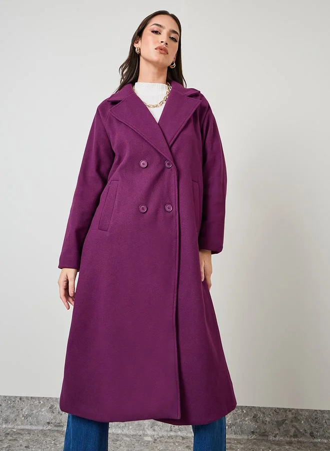 Styli Oversized Double Breasted Wool Like Midi Coat