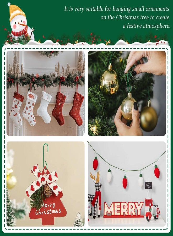 Quacc 100 PCS Green Bauble Hooks Metal Ornament Hooks for Christmas Tree Wreaths Home Kitchen Party Decoration (Green) - Image 3
