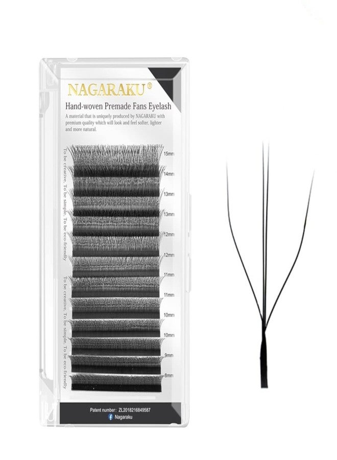 NAGARAKU W 3D Two-Core Eyelash Extension Volume Premade Matte Black Cluster Easy Fanning yy Eye Lashes with Thickness 0.07mm (9mm, W3D-2C-Curl-D) - Image 1