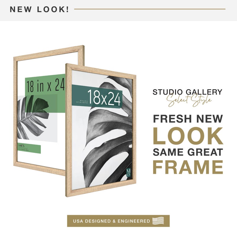 أم سي أس MCS Studio Gallery 18x24 Poster Frame Natural Woodgrain Vertical & Fenizontal Wall Hanging إطار صورة كبير للصور الملصقات والمطبوعات الفنية (حزمة) - Image 2