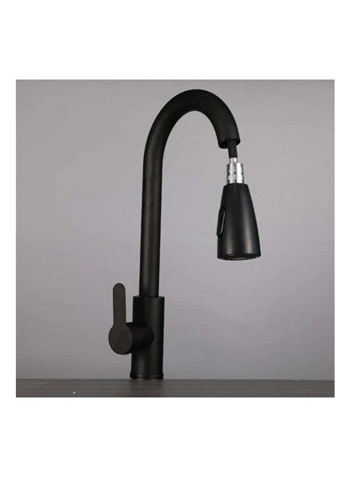 روما صنبور مطبخ أسود مطفي قابل للسحب مع دوران 360 درجة خلاط حوض مطبخ حديث - Image 1