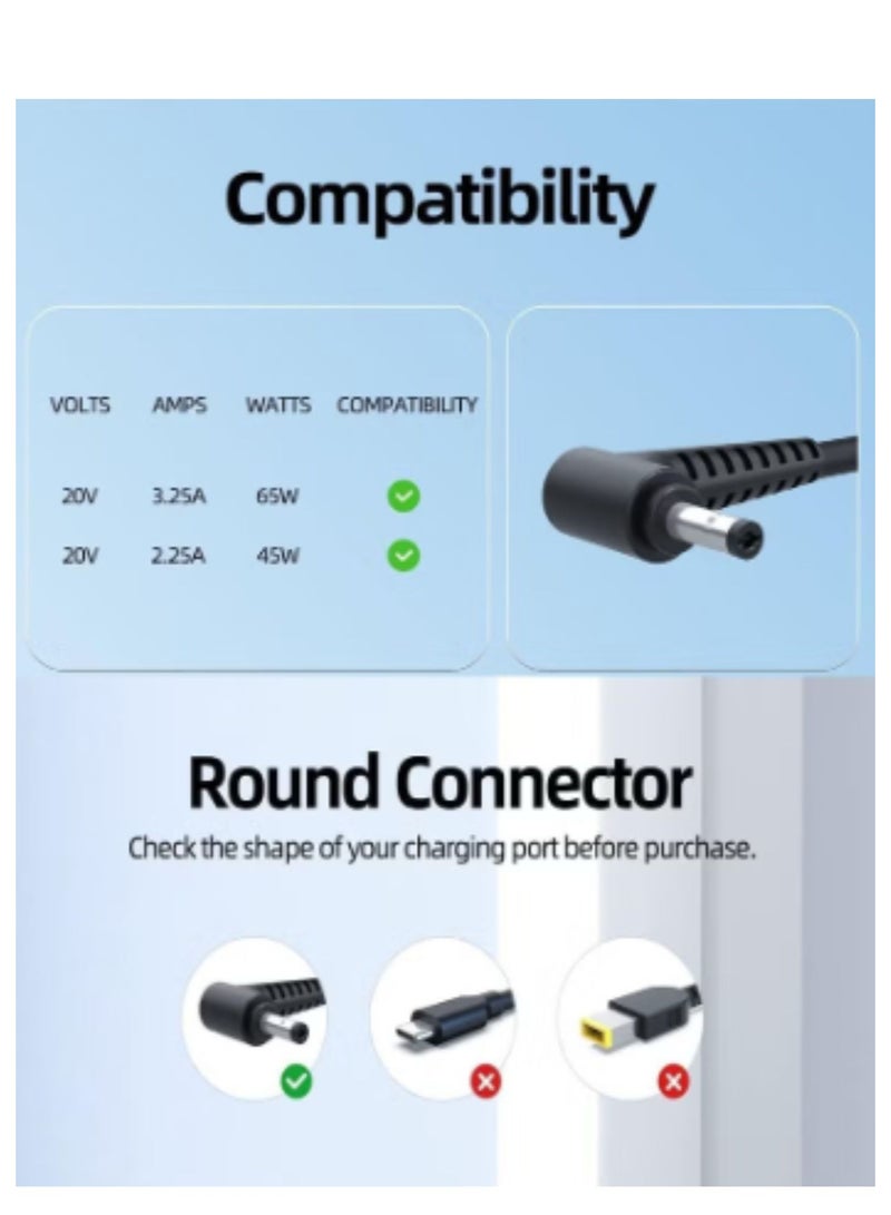 Terabyte 20V 65W/45W Laptop Charger for Lenovo, Replacement Adapter Ideapad, 3 5 320 310 320S 330 330S 110 110S 120S, Ideapad Flex 4 5 6 ADl45WCD 330S-15Ikb Yoga 520 530 Power Supply Cord [4.0 * 1.7mm] - Image 2