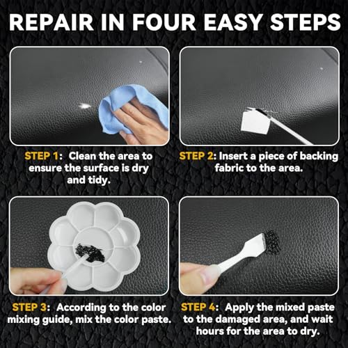 Vigorder Black Leather Repair Kit Car Interior, Vinyl Repair Kit for Furniture, Sofa, Jacket, Purse – Super Easy Instructions to Fix Scratches, Tears, Holes, and Peeling - Image 5
