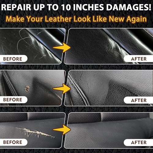 Vigorder Black Leather Repair Kit Car Interior, Vinyl Repair Kit for Furniture, Sofa, Jacket, Purse – Super Easy Instructions to Fix Scratches, Tears, Holes, and Peeling - Image 3