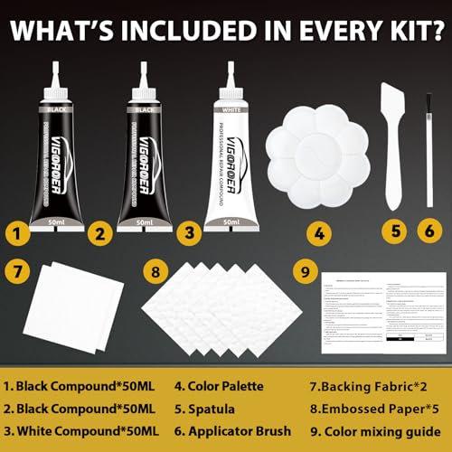 Vigorder Black Leather Repair Kit Car Interior, Vinyl Repair Kit for Furniture, Sofa, Jacket, Purse – Super Easy Instructions to Fix Scratches, Tears, Holes, and Peeling - Image 4