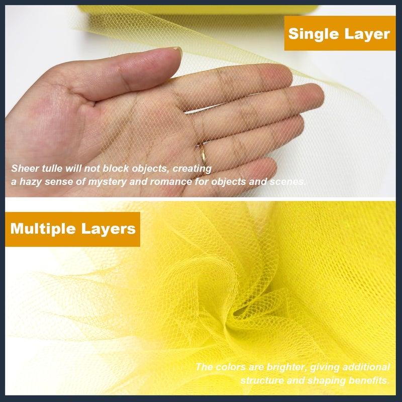 Ableme Deco Tulle Fabric Roll 6 Inch by 100 Yards (300 ft) Tulle Ribbon Sheer Mesh Netting for DIY Tutu Skirt Gift Wrapping Wedding Baby Shower Birthday Halloween Party Decorations Crafts, 34 Colors (Yellow) - Image 4