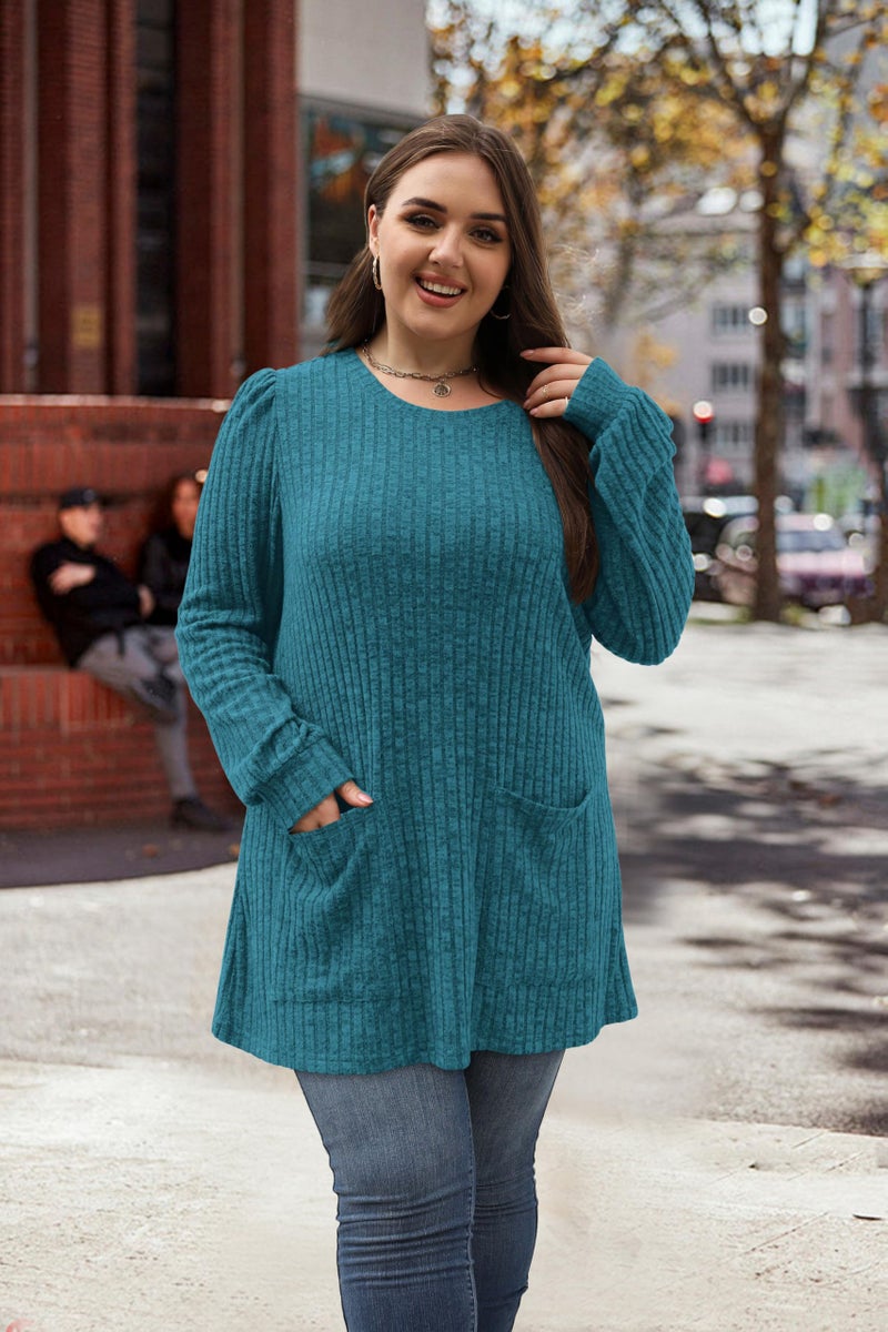OFEEFAN Fall Sweaters to Wear with Leggings Tops for Women Casual Tunic Tops Loose Fit Marine Blue M - Image 1