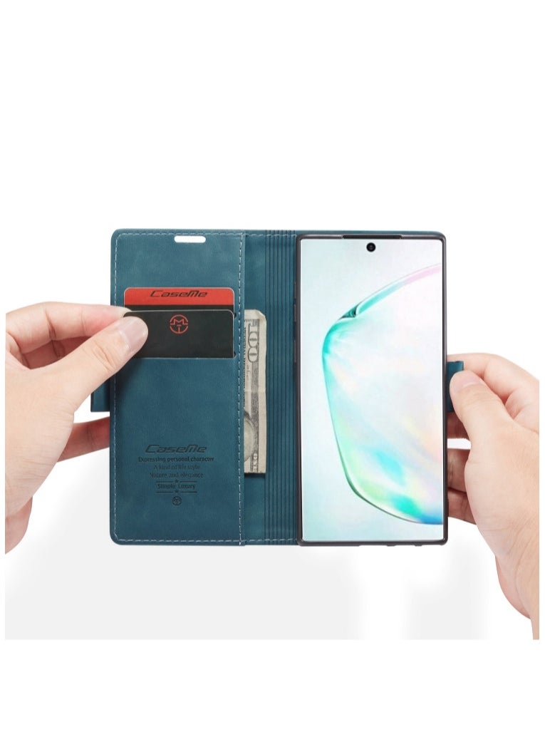 CaseMe - CaseMe Samsung Galaxy Note 10 Plus Case Wallet, for Samsung Galaxy Note 10 Plus Wallet Case Book Folding Flip Folio Case with Magnetic Kickstand Card Slots Protective Cover - Green - Image 1