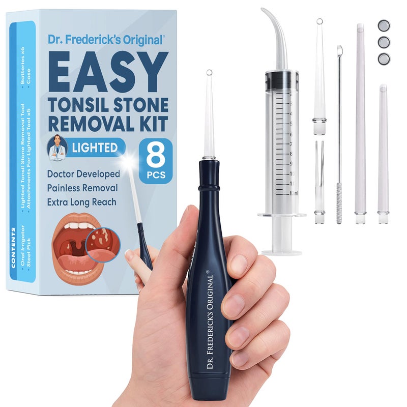 Dr. Frederick's Original Dr. Frederickâ€™s Original Easy Tonsil Stone Remover Kit - Fast Painless Tonsillolith Removal Tool - Fight Bad Breath - Pick and Oral Irrigator - 8 Pieces - Image 1
