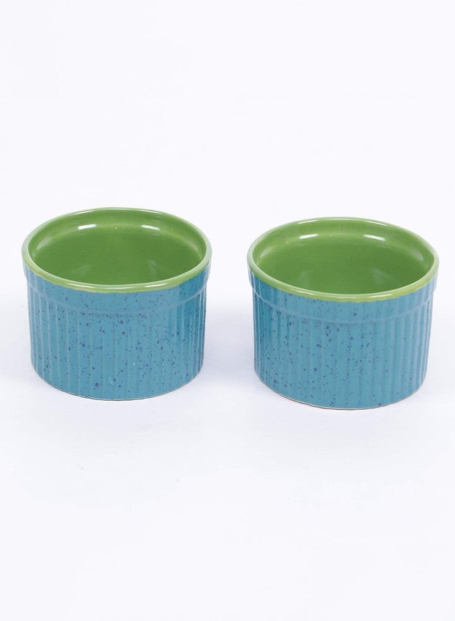 MIAH DECOR- Ceramic Stoneware Handcrafted Brilliant Ramekin Dessert Bowls Dish in Funky Colors for Baking and Serving Puddings or Other Desserts-Set of 2, (Size HxW:-2X3.6 inches;Volume:- 200 ml) - Image 1