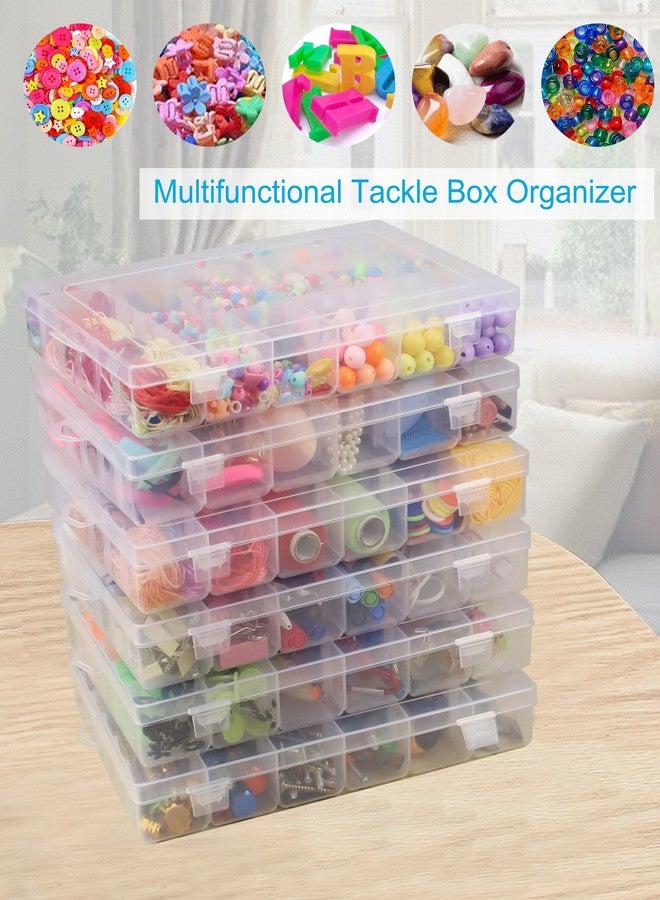 Facikono 6 Pack 36 Grids Bead Organizer Tackle Box Organizers Plastic Organizer Box with Dividers Craft Storage Containers for Beads, Jewelry Clear Boxes Organizers - Image 3