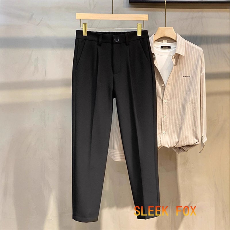 Summer Drapey Men'S Slim-Fit Retro Straight-Leg Dress Pants Wrinkle-Resistant Casual Trousers - Image 3