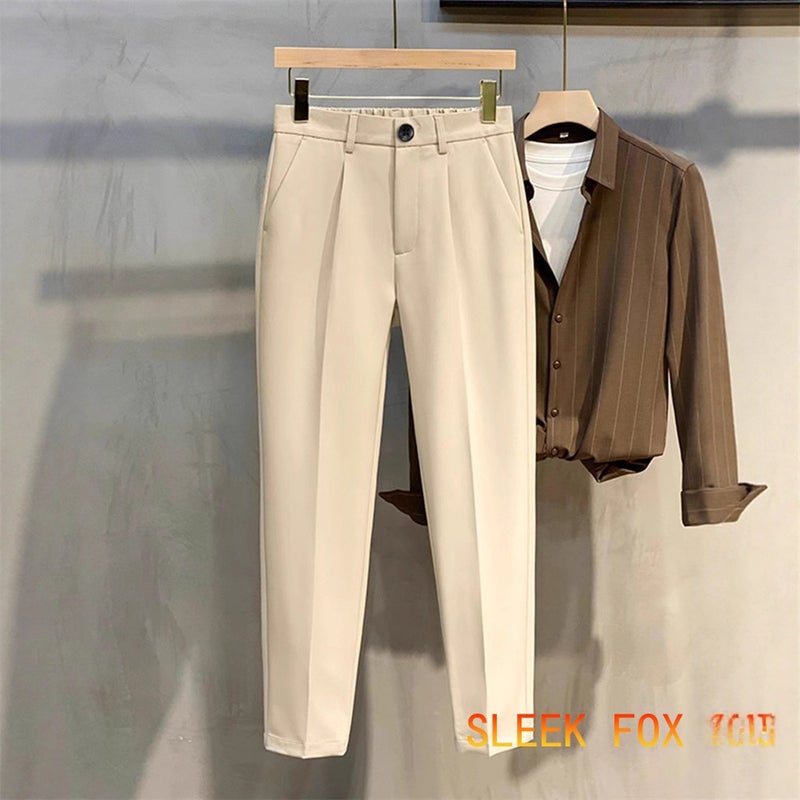Summer Drapey Men'S Slim-Fit Retro Straight-Leg Dress Pants Wrinkle-Resistant Casual Trousers - Image 4