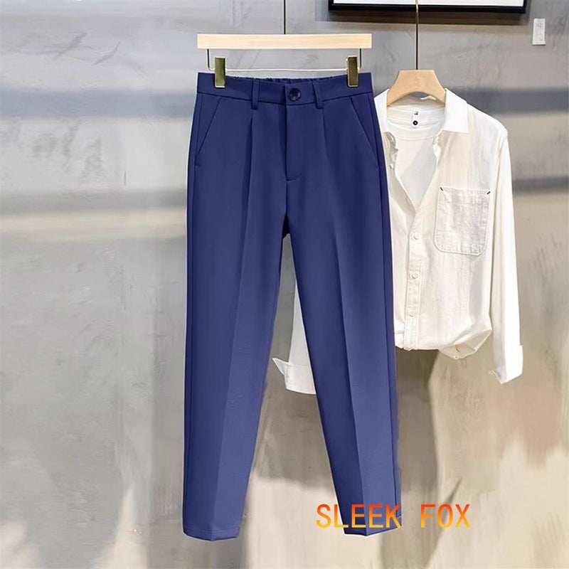 Summer Drapey Men'S Slim-Fit Retro Straight-Leg Dress Pants Wrinkle-Resistant Casual Trousers - Image 2