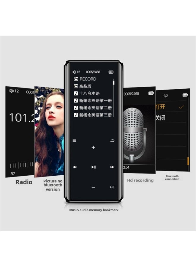 Bluetooth 1.8 External Mp3 Music Player Student Walkman Mini Plug-in Card English Ultra-thin Touch Screen Mp4-Body Color:Black-Memory Capacity:8GB - Image 1