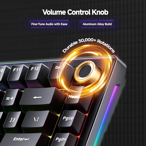 TMKB Technology Mechanical KeyBoard TMKB T81E Mechanical Gaming Keyboard, 75% Gasket Mount Wired Keyboard with Knob & 5-Layer Sound Dampening, Hot-Swappable, RGB Backlit, 82 Keys for Windows/Mac/Linux - Black - Image 5
