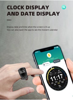 Equantu Equantu Smart Tasbih Adjustable Finger Counter with APP Support, Digital Counter Prayer Reminder Ring, 4-Digit Muslim Zikr Finger Counter (Black)  - Image 5