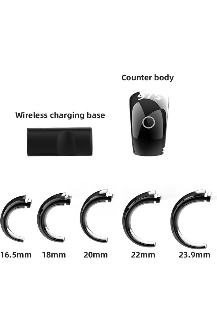 إيكوانتو خاتم الحمد قابل للتعديل مع دعم التطبيق عداد رقمي خاتم تذكير بالصلاة عداد أصابع مسلم بأربعة أرقام (أسود بخمسة أحجام (16/18/20/22/24 مم)) - Image 2
