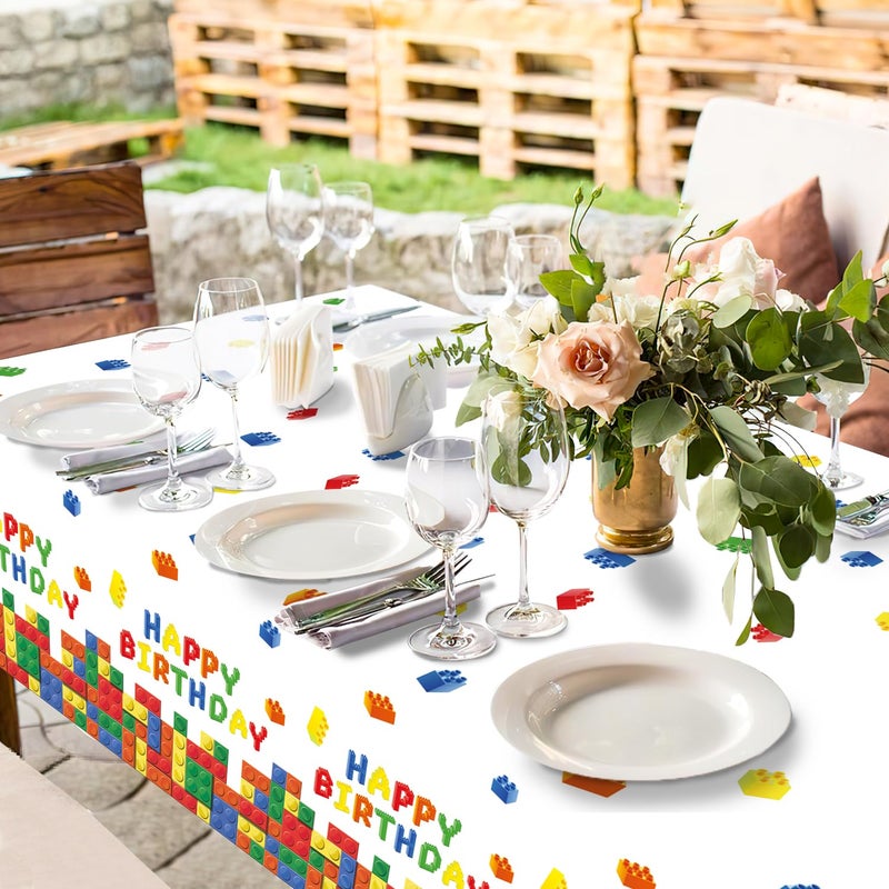 LINHAXM 3 Pack Building Block Party Tablecloth Building Block Disposable Plastic Table Cover for Children Kids Blocks Birthday Party Supplies, 54 x 108 Inch - Image 4