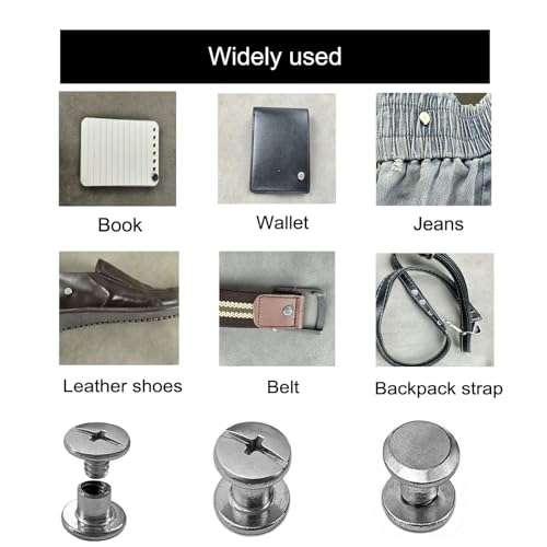 IDEALSV 200 Pcs (100 Sets) 304 Stainless Steel Chicago Screws Rivets M5x6mm Leather Rivets Phillip Head Leather Bag, Book and Photo Album Binding Chicago Rivets Kits - Image 4