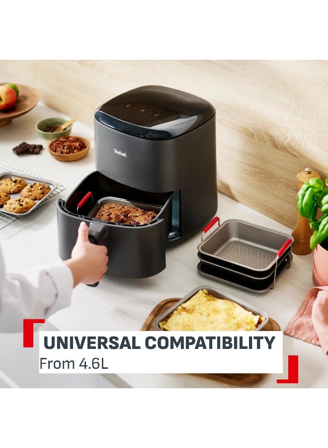 TEFAL Dail'Easy | 4-Piece Air fryer Cooking Accessories Set | Ergonomic Handles | 2 Shapes | Non-Stick Coating | J701S444 Black - Image 3