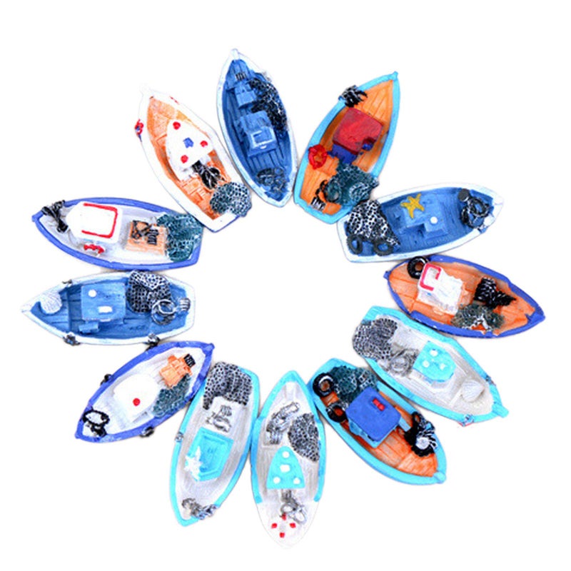 Halloluck 4 Pcs Miniature Dollhouse Boat Sea Fishing Boats Mediterranean Decor Ocean Beach Fairy Garden Micro Landscape Dollhouse Ornament Accessories Random Styles - Image 3