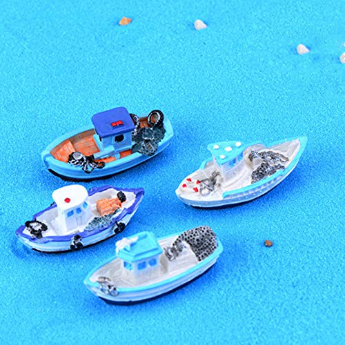 Halloluck 4 Pcs Miniature Dollhouse Boat Sea Fishing Boats Mediterranean Decor Ocean Beach Fairy Garden Micro Landscape Dollhouse Ornament Accessories Random Styles - Image 5