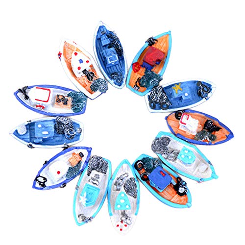 Halloluck 4 Pcs Miniature Dollhouse Boat Sea Fishing Boats Mediterranean Decor Ocean Beach Fairy Garden Micro Landscape Dollhouse Ornament Accessories Random Styles - Image 1
