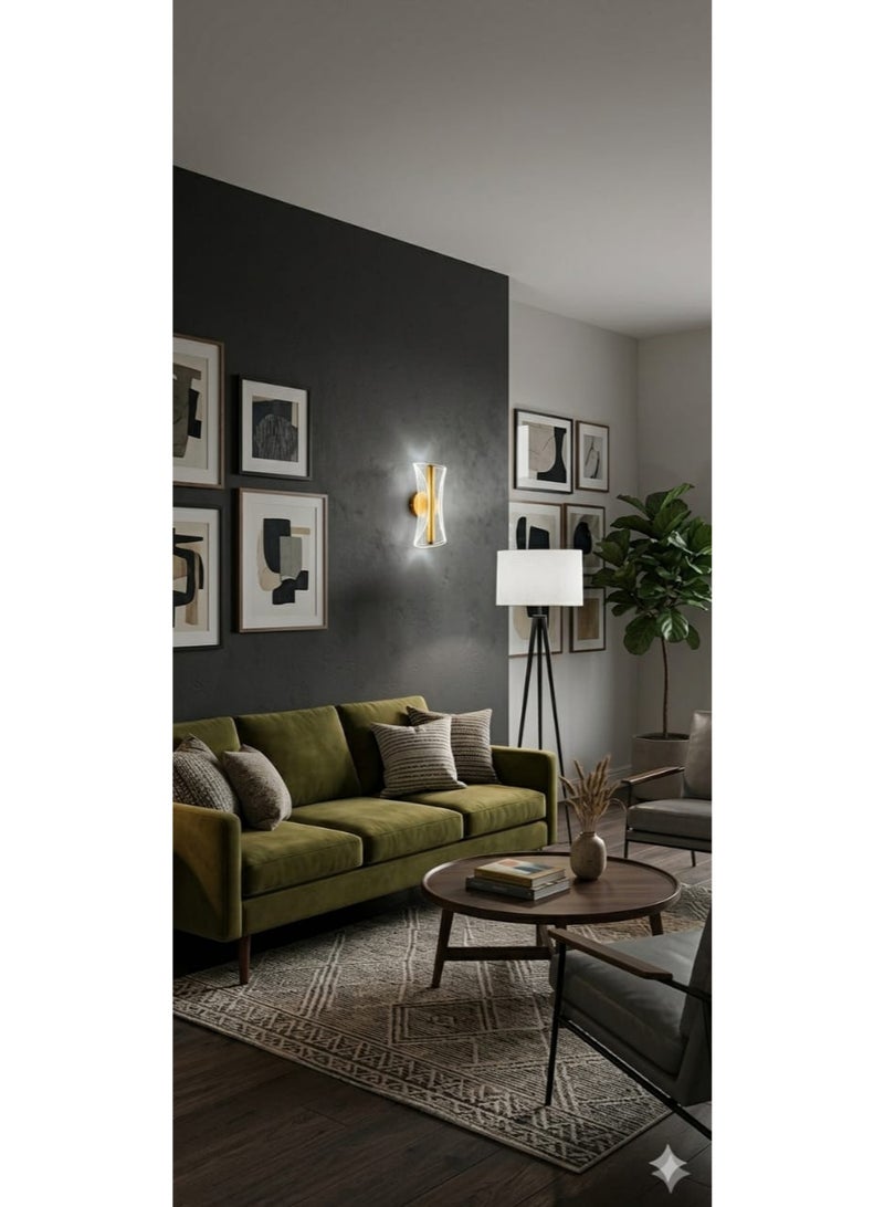 مصباح حائط LED عصري من هامر - 5 واط، مصباح أنيق من الأكريليك والذهبي، 3 ألوان CCT (3000K–6500K)، مصباح حائط مزخرف لغرفة النوم وغرفة المعيشة والممر (الموديل: BR-402) - Image 3