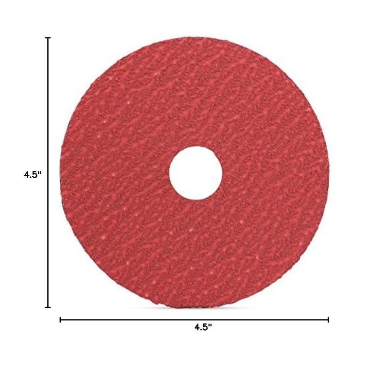 Ceramic Resin Fiber Sanding and Grinding Discs, 4.5” x 7/8”, 36 Grit - 25 Pack
