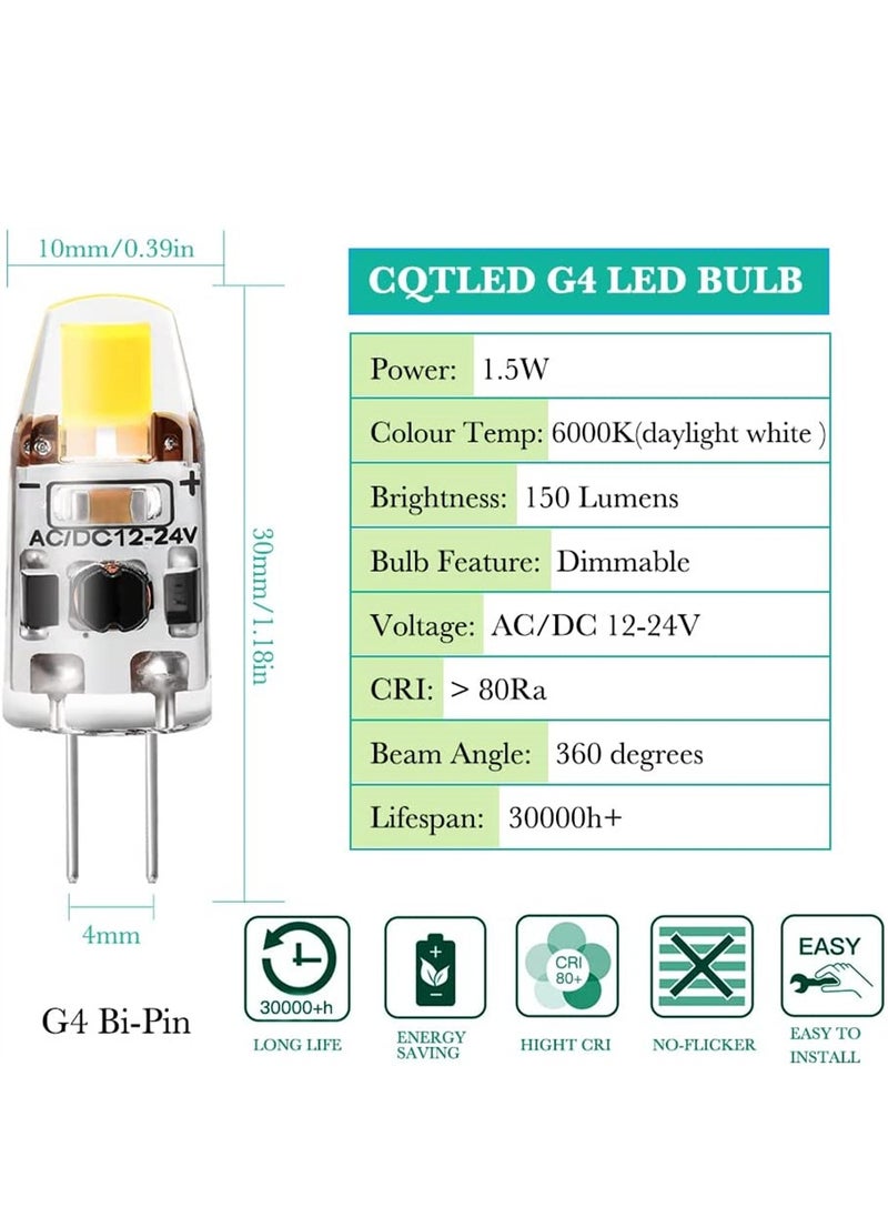 Excefore G4 LED Bulb, 12V JC G4 Bi Pin Bulb, G4 20W Halogen Bulb Replacement, Daylight White 4500K, G4 Bulb for Under Cabinet Light, Ceiling Lights 6 Pack  - Image 3