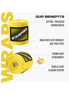 Starpro Boxing Hand Wraps Carbon Woven Cotton Bandages 2.55m 3.5m 4.5m Boxing Wraps For Men Women Kids for Training Sparring Fitness & Martial Arts  - Image 3