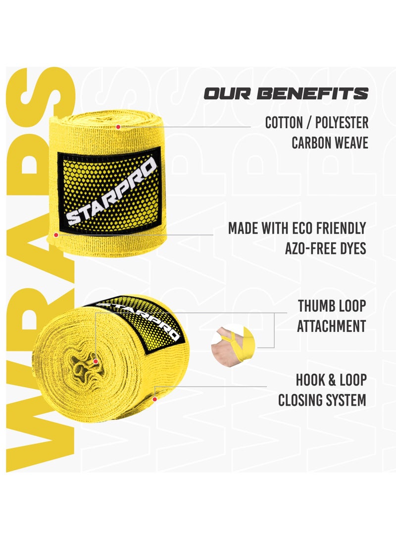 Starpro Boxing Hand Wraps Carbon Woven Cotton Bandages 2.55m 3.5m 4.5m Boxing Wraps For Men Women Kids for Training Sparring Fitness & Martial Arts - Image 3