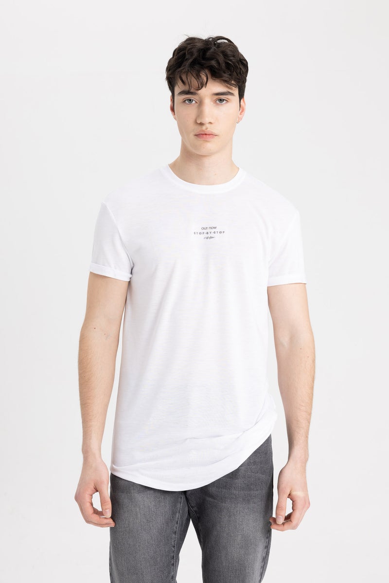 DeFacto Man Long Muscle Fit Crew Neck Printed Short Sleeve T-Shirt  - Image 4
